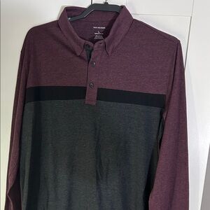 Van Heusen Men's Maroon and Charcoal Shirt